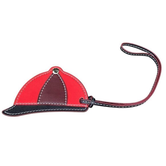 Unbranded Red, Black and Brown Jockey Cap-Shaped Bag Charm Tag. EUC - Picture 2 of 5